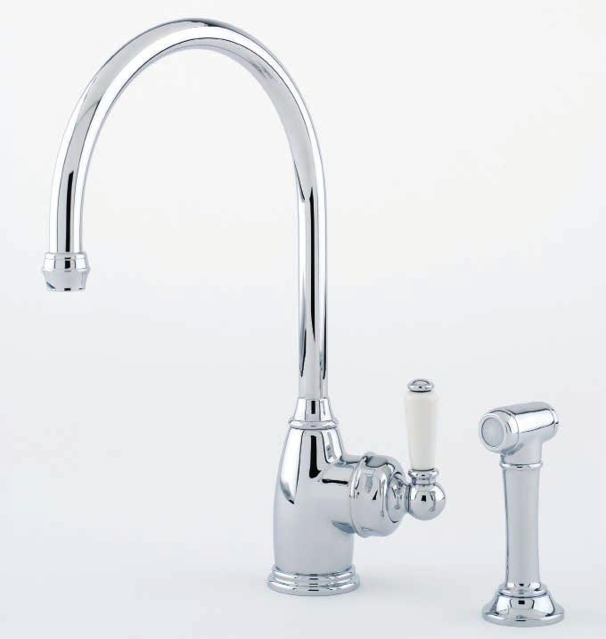 Porcelain Lever Handles and Rinse in Chrome 4460 Monobloc Mixer with Porcelain Lever Handles in Chrome Supplied