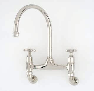 Rinse in Nickel 4183 Two Hole Sink Mixer with Wall Unions and Porcelain Lever Handles 4192 Two Hole Sink Mixer with Crosshead Handles