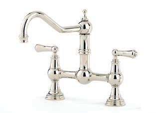 4775 Four Hole Sink Mixer with Crosshead Handles and Rinse in Nickel 4776 Four Hole Sink