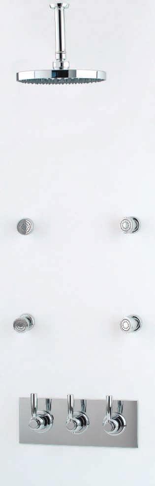 Comprises: 5368 Thermo Shower Mixer & Shut Off with Lever Handles 5350 Sliding Rail with Shut Off 5835