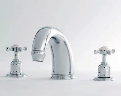 3755 Three Hole Bath Mixer with Country Spout and Lever Handles in Pewter