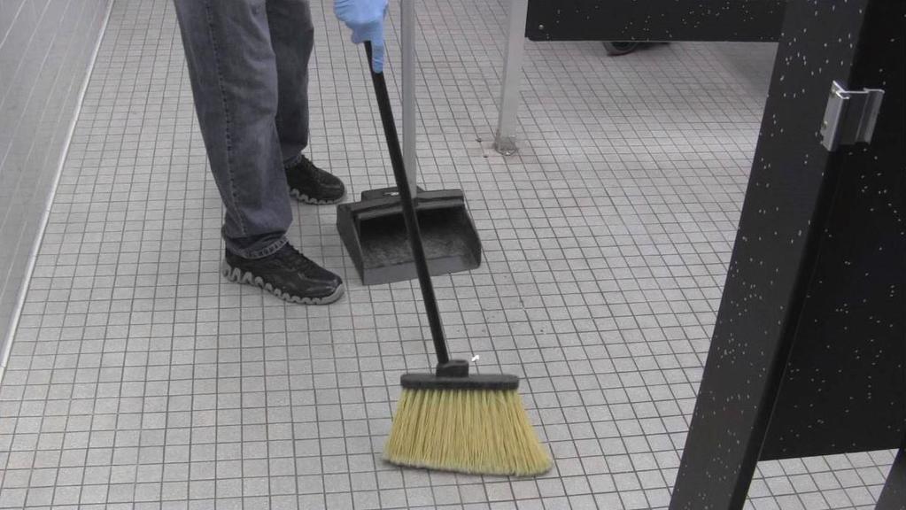 Sweep Sweep up all debris on the floor making sure to get in the