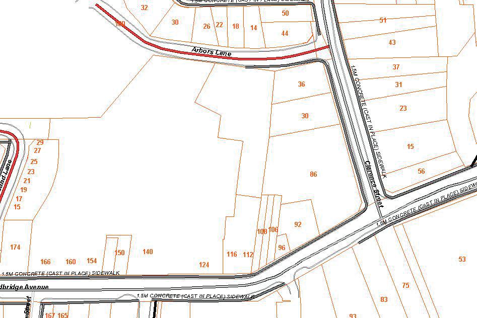 Woodbridge Special Policy Area Justification Report. April 2014. Cityowned parcel. Figure 6-4a Street addresses for parcels on the north side of Woodbridge Avenue.