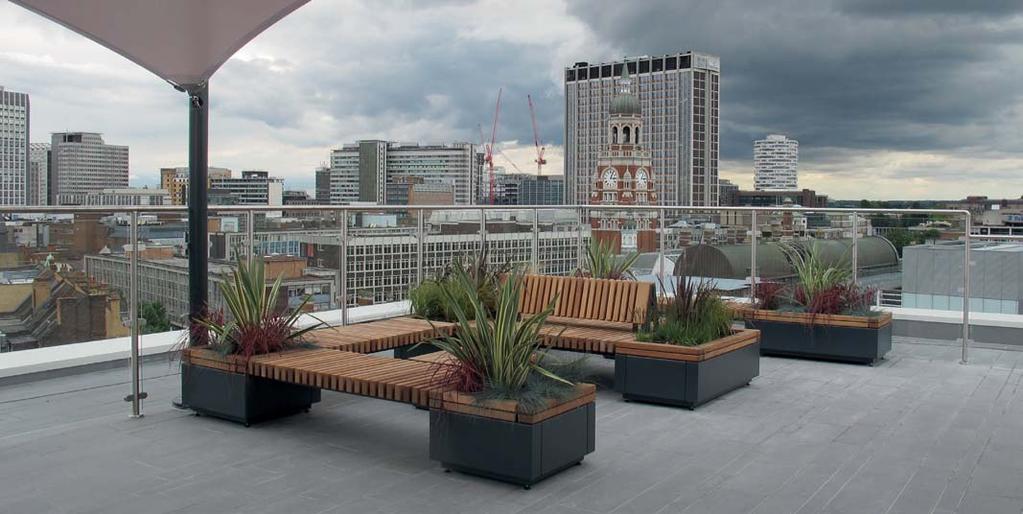 RAILROAD PLANTERS & INTEGRATED SEATING Case study: Roof Garden to Green Dragon House, Croydon Located in the heart of Croydon, Green Dragon House was an anonymous and vacant 1960s-built office