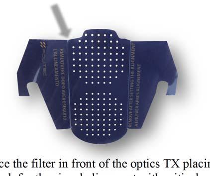 activating the TEST optics TX (1 or 2 or 3 or 4), by pressing