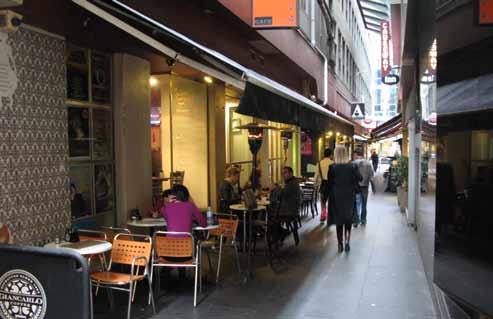The arcades openings onto the streets and laneways create an opportunity for small urban interventions that make these spaces more interesting for users.