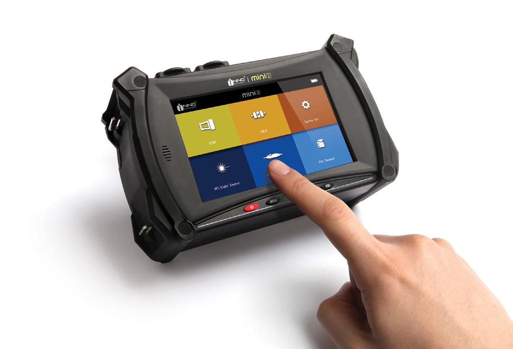 The multi-point capacitive touch screen allows for user-friendly operation. The OTDR offers accurate and fast test results and creates a report automatically.