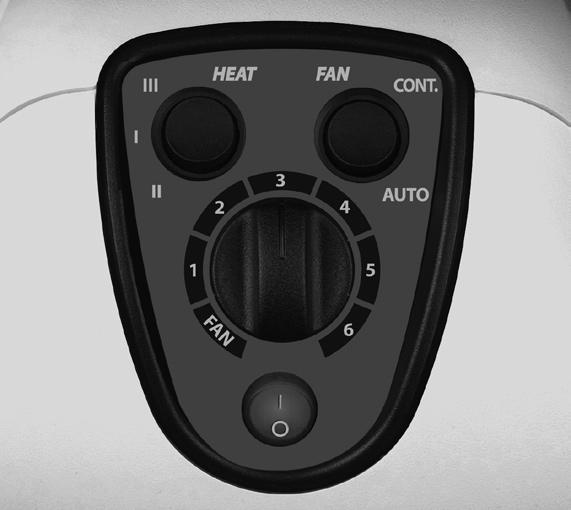 THERMOSTAT Allows you to select your desired comfort level. FAN In the AUTO position, the fan will cycle on and off with the heating element. In the CONT. position, the fan will run continuously.