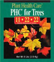Standard Injection Rate: Mix 8-Lbs (1 bag) PHC for Trees per 100 gallons of water. Apply 100 gallons per 1250 sq ft (2 quarts per injection on 2.