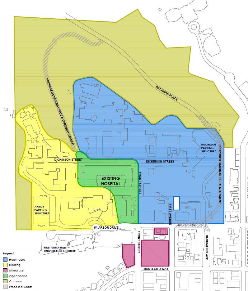 Proposed Land Use Districts Land Use District Healthcare Residential Mixed Use Total Anticipated Capacity Up to 300 Hospital Beds Outpatient and Research (Approx.