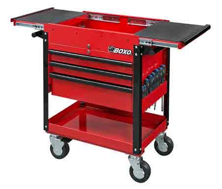 SERVICE CARTS/TROLLIES 3 Drawer Slide-Top Utility Cart TB-AS30033A-R Drawers 3 3 (per drawer) 45 (per drawer) Dimensions H x W x D (mm) 684 x 920 x 469 CORDLESS POWER TOOLS Weight (kg) 48 3 Fully