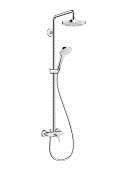 The showerpipe is also available with a single lever mixer.