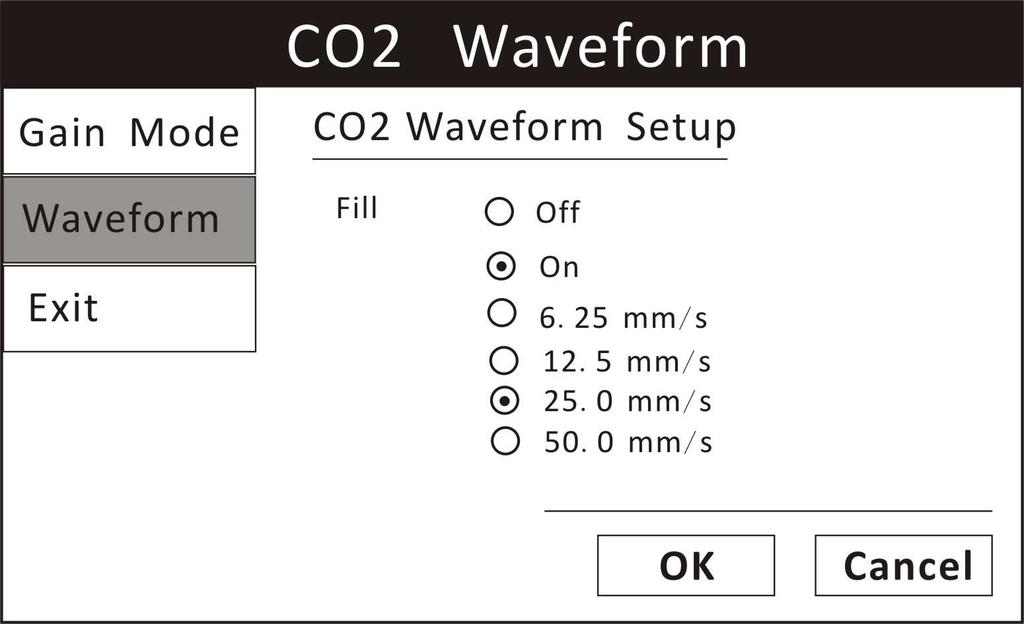 Chapter 1: CO2 monitoring 1.5.2 Choose the Waveform Size If any of the displayed CO2 waves is too small or clipped, you can change the size of the CO2 waveforms on the display.