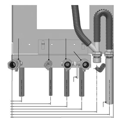 b) Connect the central heating system pipes to the central heating flow and return pipes on the boiler.