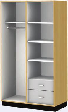 drawers, face matches cabinet interior 5543 W: 27" -48" (3" increments) 4-6" drawers behind doors Single Wardrobe, Open Single