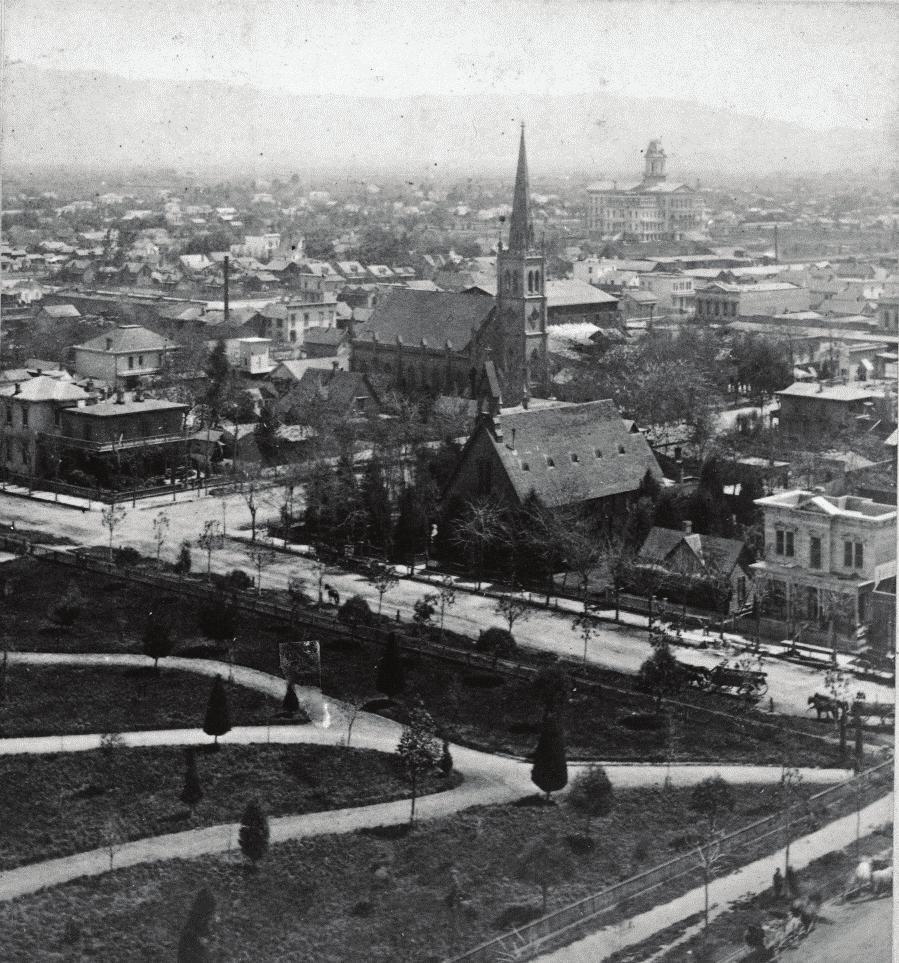Images on file at the Smith-Layton Archive, Academy for State and Local History [63] Southeast View from the Courthouse across St. John and Second Streets c1871.
