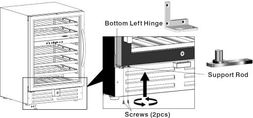 Install the hinge set which are packed as accessories with the instruction