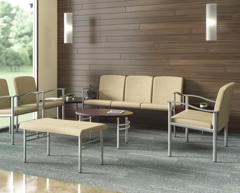 Dynamic Style To achieve a range of aesthetics, Aspekt seating offers a choice of straight or wave-shaped arms, convex or concaveshaped backs, and straight or wallsaver legs.