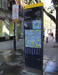 At the district level, design comprehensive wayfinding systems that are oriented towards all modes of travel, but primarily geared to pedestrians.