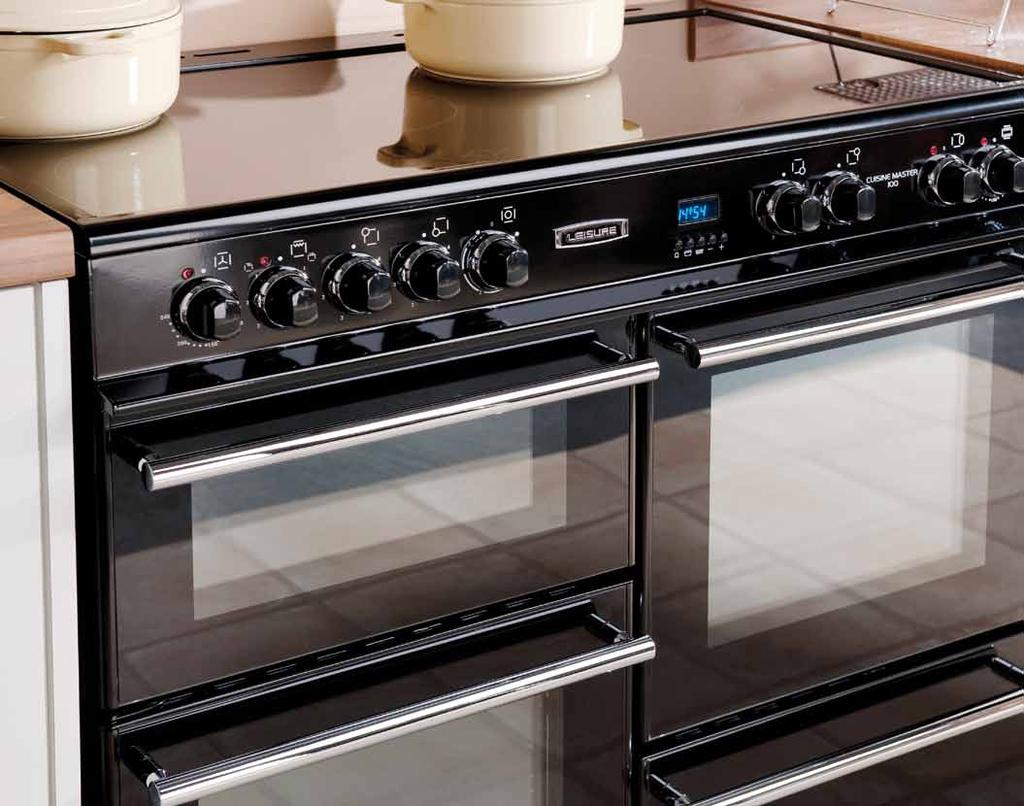 Range 100 Cuisine Master RCM10CR 100cm Range Cooker with ceramic single piece hob Contemporary style ceramic range cooker Fully programmable LED timer with Minute