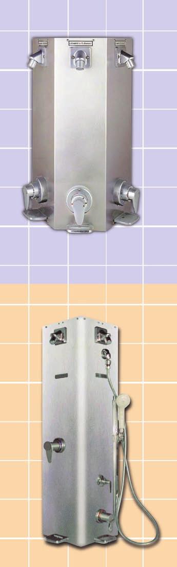 Multiple User Surfashower Systems Three Person Models SS-PAM-200/3ISA-3P Surfashower With Pressure Balancing Valve, stainless SS-LVC-100/3ISA-3P Surfashower With Thermostatic Valve, DURA-trol solid