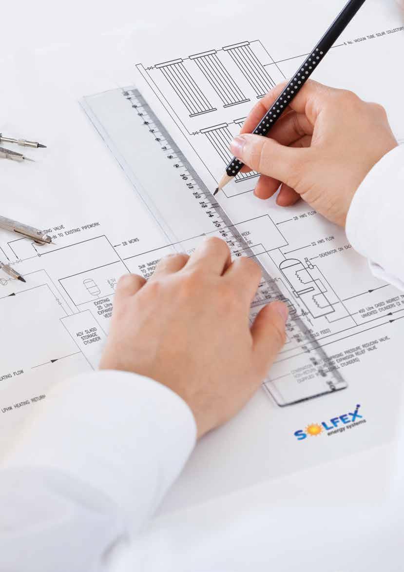 Planning Design & Support At SOLFEX energy systems we can also plan, correctly dimension, design & indemnify your proposed solar thermal installation, from a standard small domestic installation to a