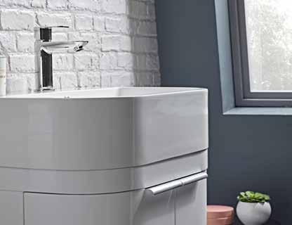 The 600mm wide unit is available in gloss white, light grey or stone grey finish and features soft close hinges for a quiet, controlled movement.