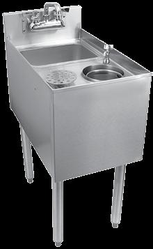 55# C-MFS-12 C-MTS-14 C-MRS-12 Mixology Unit Includes backsplash faucet, push-down rinser faucet to rinse shaker cans, and a lift-out perforated
