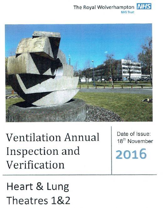 Annual inspection or verification Objective to carry out more in depth checks and carry out minor adjustments and repairs, generating a formal report: AHU checks, Theatre and