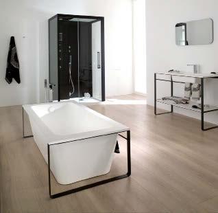 4 Free-standing Modul bathtub in Krion Stone with pure symmetrical lines.