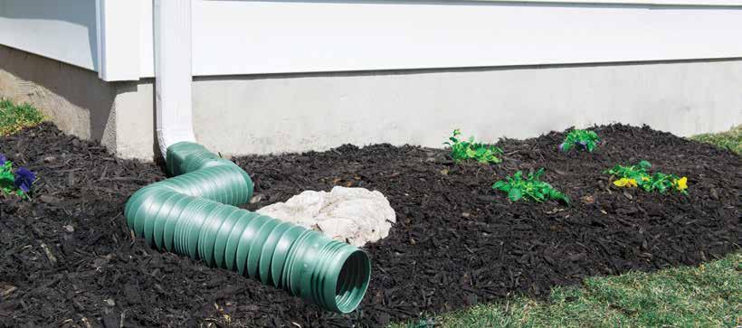 30 Downspout Extension KEEPS DESTRUCTIVE RAINWATER AWAY FROM FOUNDATIONS Quickly connect to any size downspout Easily divert through your landscape Easily add length Cover it up Choose colors that