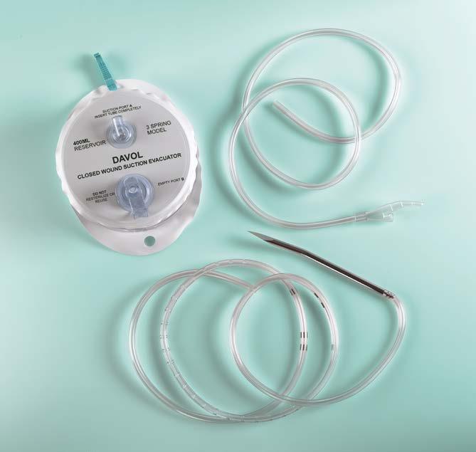 Three-Spring Evacuator Kits 400cc Three-spring evacuators provide reliable suction for surgical cases with larger amounts of drainage. Not made from natural rubber latex, Single-use, sterile.