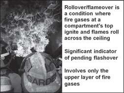 as fire gas ignition (3) May be a indicator of developing flashover conditions and requires immediate action j.