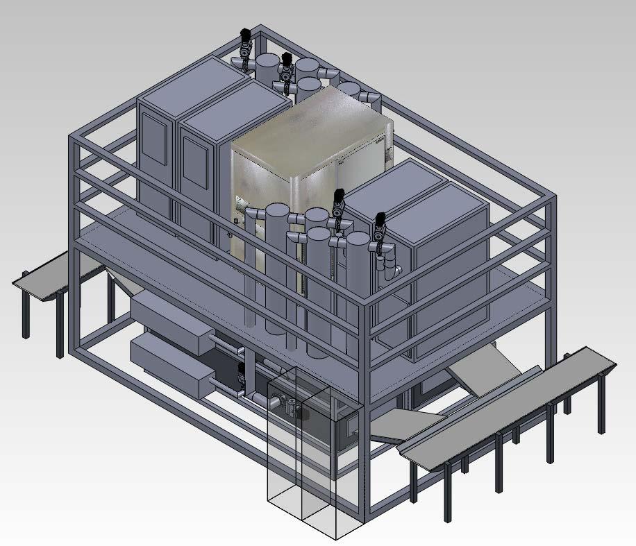 REVENT Continous Vacuum Cooling Systems-Example The picture above shows a compact design with cooling chambers at the same level