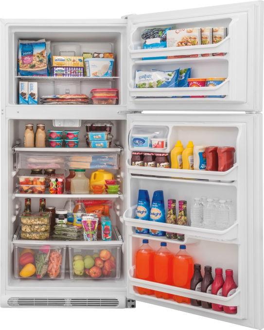 Top Mount Refrigerators 20 Cu Ft Refrigerator CRT206HQW CRT206HQB Black CRT206HQS Stainless 2 Full Width Sealed Glass Shelves Gallon Door Storage 2 Clear Crispers Full Width Clear Deli Drawer Dairy