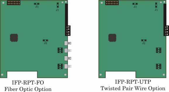 Networking 5.4.1 Network Repeater Types Network repeaters are available in two configurations. See Figure 5-4 1. P/N IFP-RPT-UTP is used for twisted pair copper wiring up to 3000 ft. between panels.