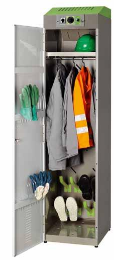 best possible way without shoes Drying locker Primus 2 made of steel with room for 2 to 4 complete sets of work gear: shelf with an integrated bar for hangers, 4 pairs of boot nozzles, and holders