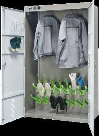 Compact Group locker for 8 complete sets of work gear. Complete solution with different drying variants.