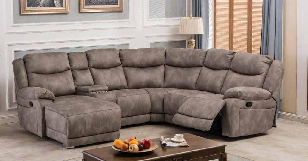 SULTRY Pembrook Sectional - Fabric Exclusive marble effect fabric print gives this recliner collection a touch of class, as well as its superb comfort factor.