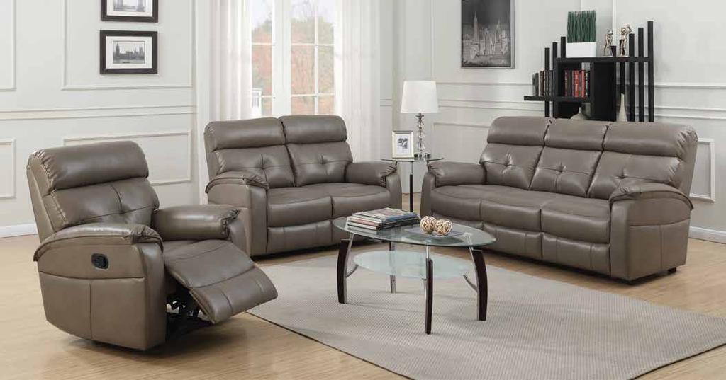 LLOYD - FEEL FABRIC Covered in Feel Fabric (fabric that looks and feels like leather), this comfortable reclining sofa has plump headrests, firm seating and foot rests with