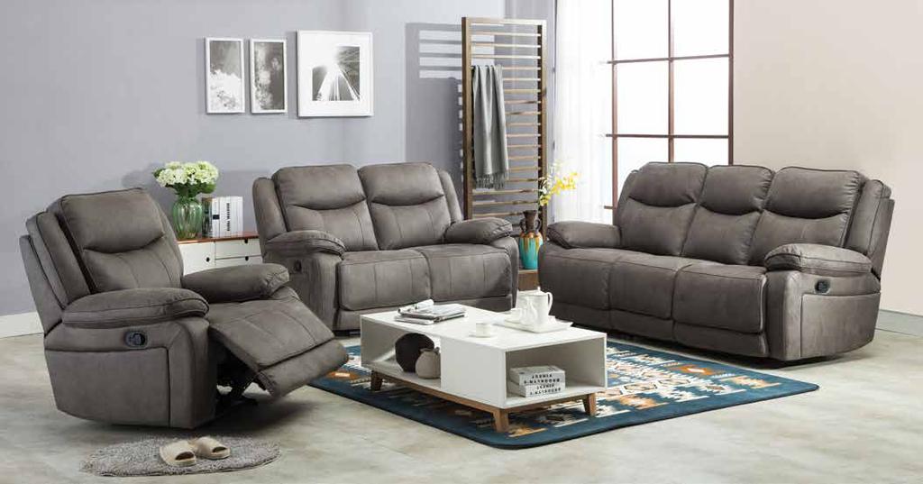GREY Pembrook - Fabric Covered in styish grey fabric, this recliner collection has a touch of class as well as superb comfort factor.