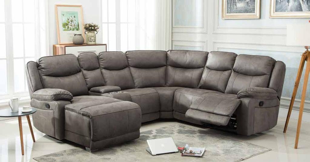 GREY Pembrook Sectional - Fabric Covered in styish grey fabric, this recliner collection has a touch of class as well as superb comfort factor.