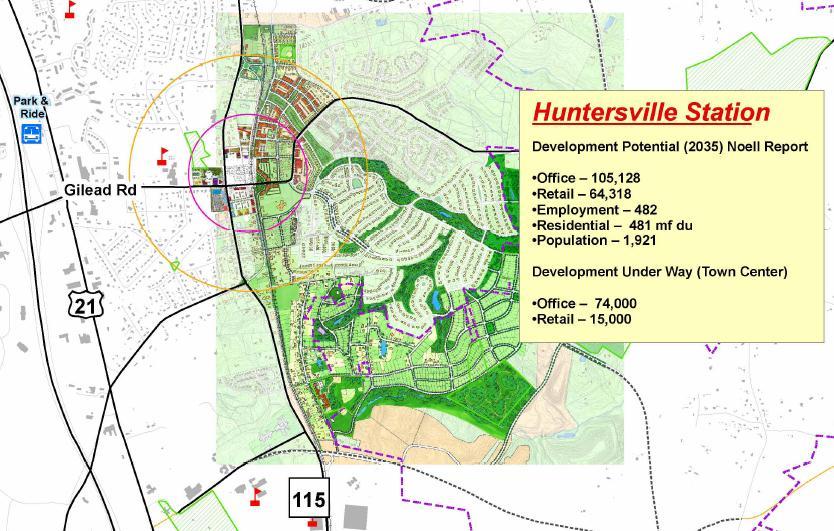 Map DT-2 East Huntersville Small Area Plan North Line Station Area Value Analysis: 2010 2035 (2011) This analysis was an update of the 2009 study by the Noell Consulting Group of the development