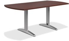 10500 Series desk in Shaker Cherry finish with Silver Mesh worksurface and