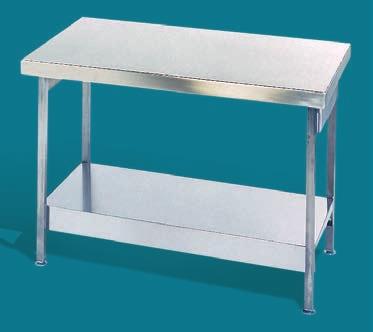 Other options include drawer, corner tables and 700mm projection units. Island table with a working height of 850mm. Supplied with stand, undershelf, earth tag and provision for retrofit drawer.