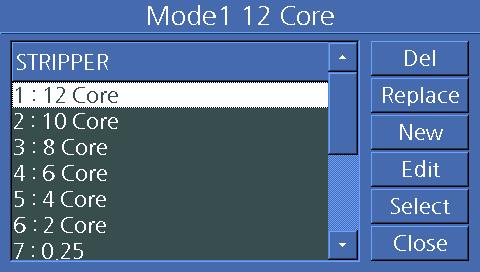 7.3. Auto Stripper Menu There are two stripper modes. Since the types of fibers are varied, select the most suitable stripper mode should be selected.
