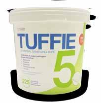 UNIVERSAL SANITISING WIPES The new and improved TUFFIE 5 is a powerful alcohol-free universal sanitising wipe for cleaning and disinfecting surfaces and non-invasive equipment.