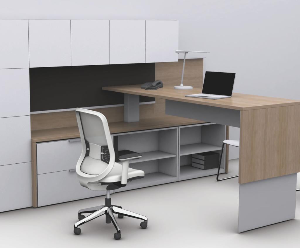 These worksurfaces can be ordered on fixed and height-adjustable Run-Off Desks.