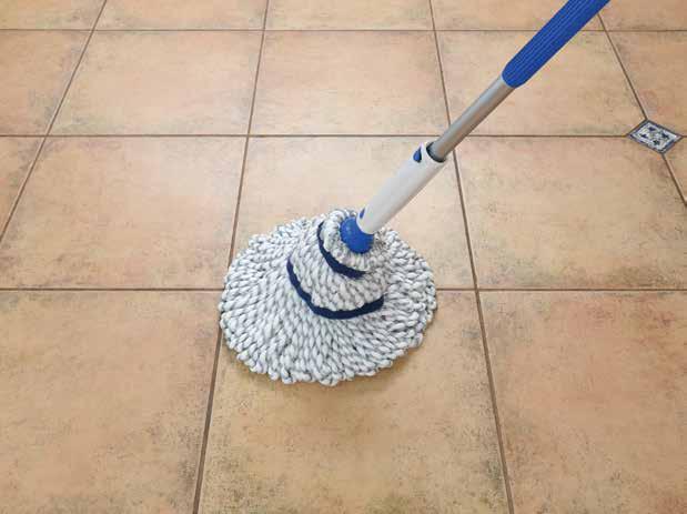 WET MOPS EZ ratcheting wringer Washable/reusable mop head Twice the absorbency of cotton mops Spot scrubber on mop head Odor resistant antimicrobial mop head WipeOut Microfiber Twist Mop ROLLER MOPS