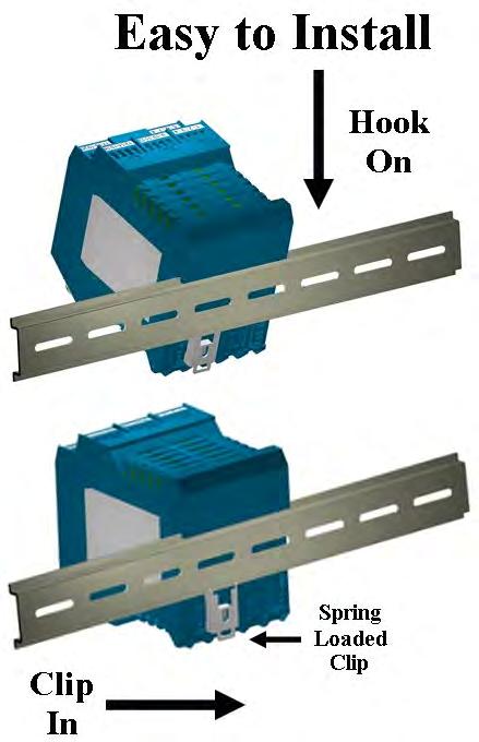 Installation Fasten the module onto a standard DIN rail, as shown below.